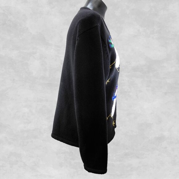 Vintage Christmas Cardigan Sweater Womens Small Crystal Kobe Snowman Metal Clasp - Picture 3 of 6